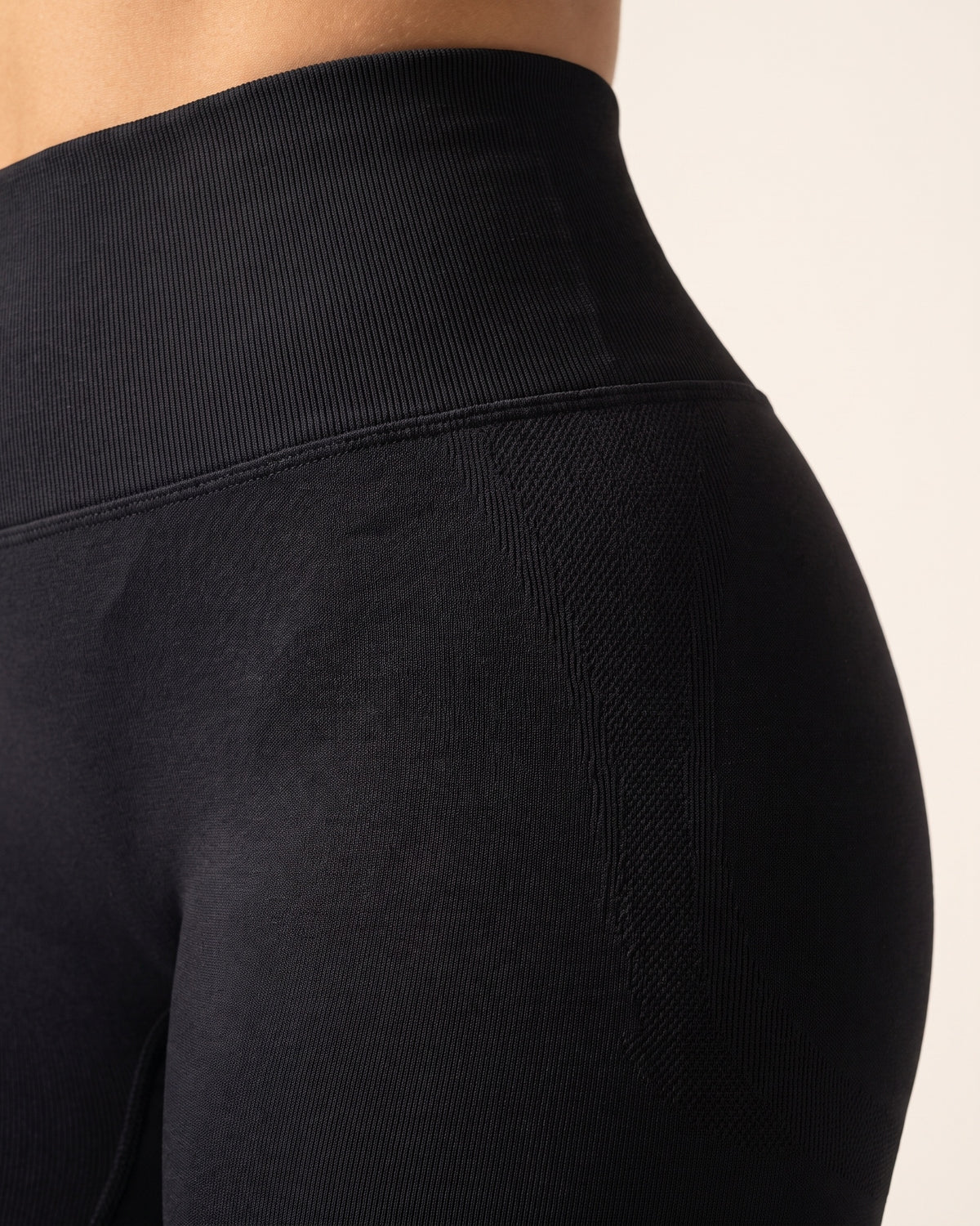 Racerback Leggings Set - Black - Hip Fabric Close-Up