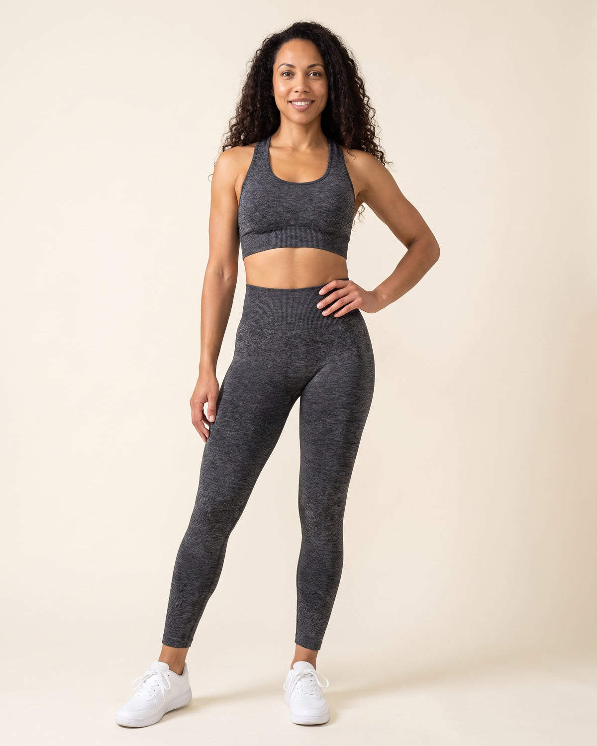 Racerback Leggings Set - Dark Grey - Front