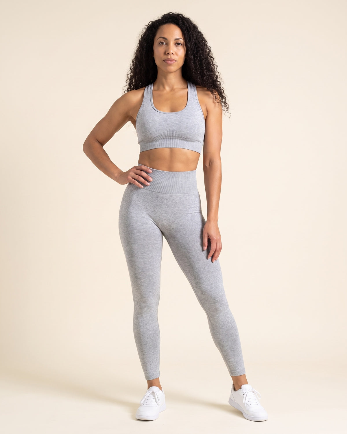 Racerback Leggings Set - Light grey - Front