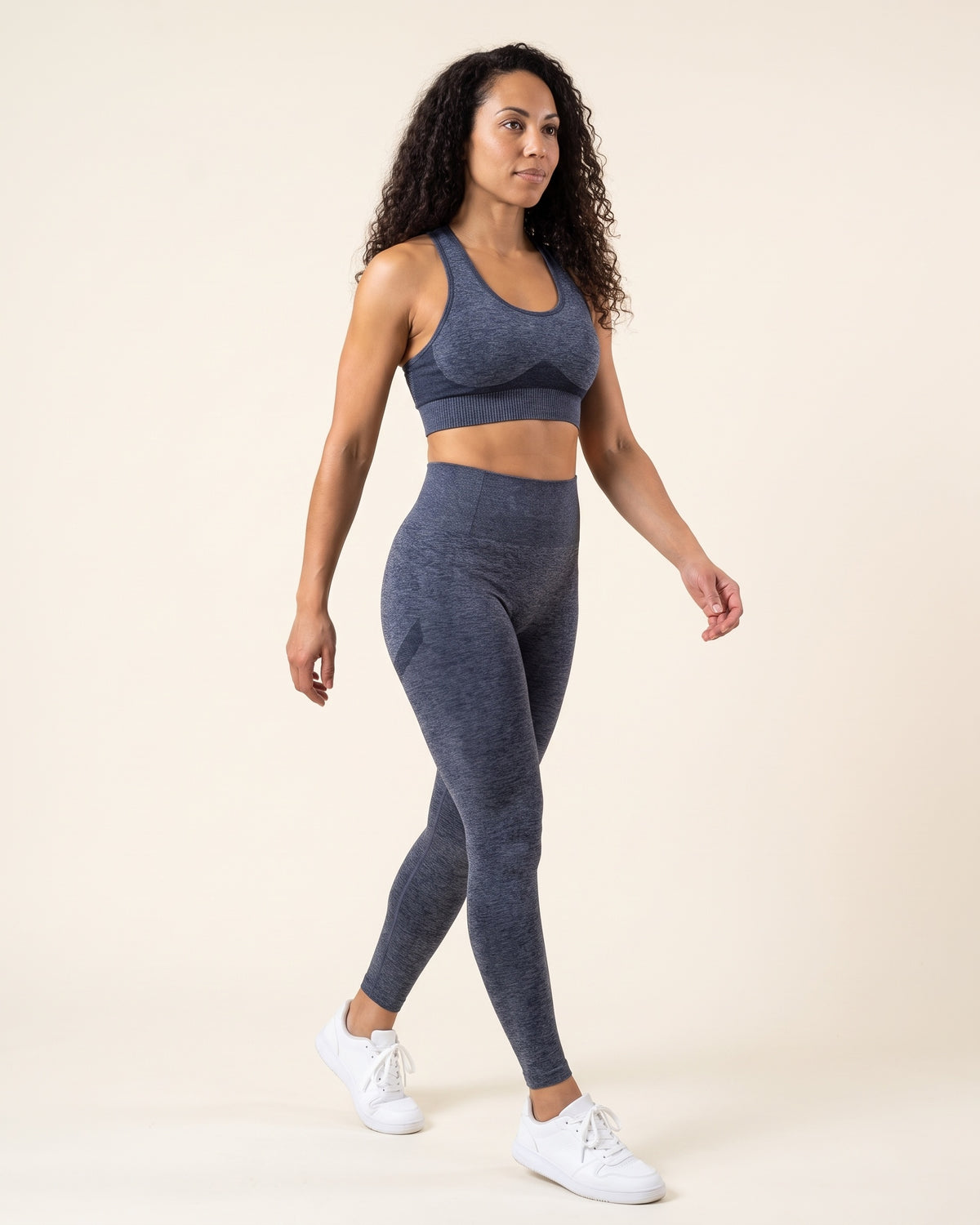 Racerback Leggings Set - Navy blue - Three-Quarter Front