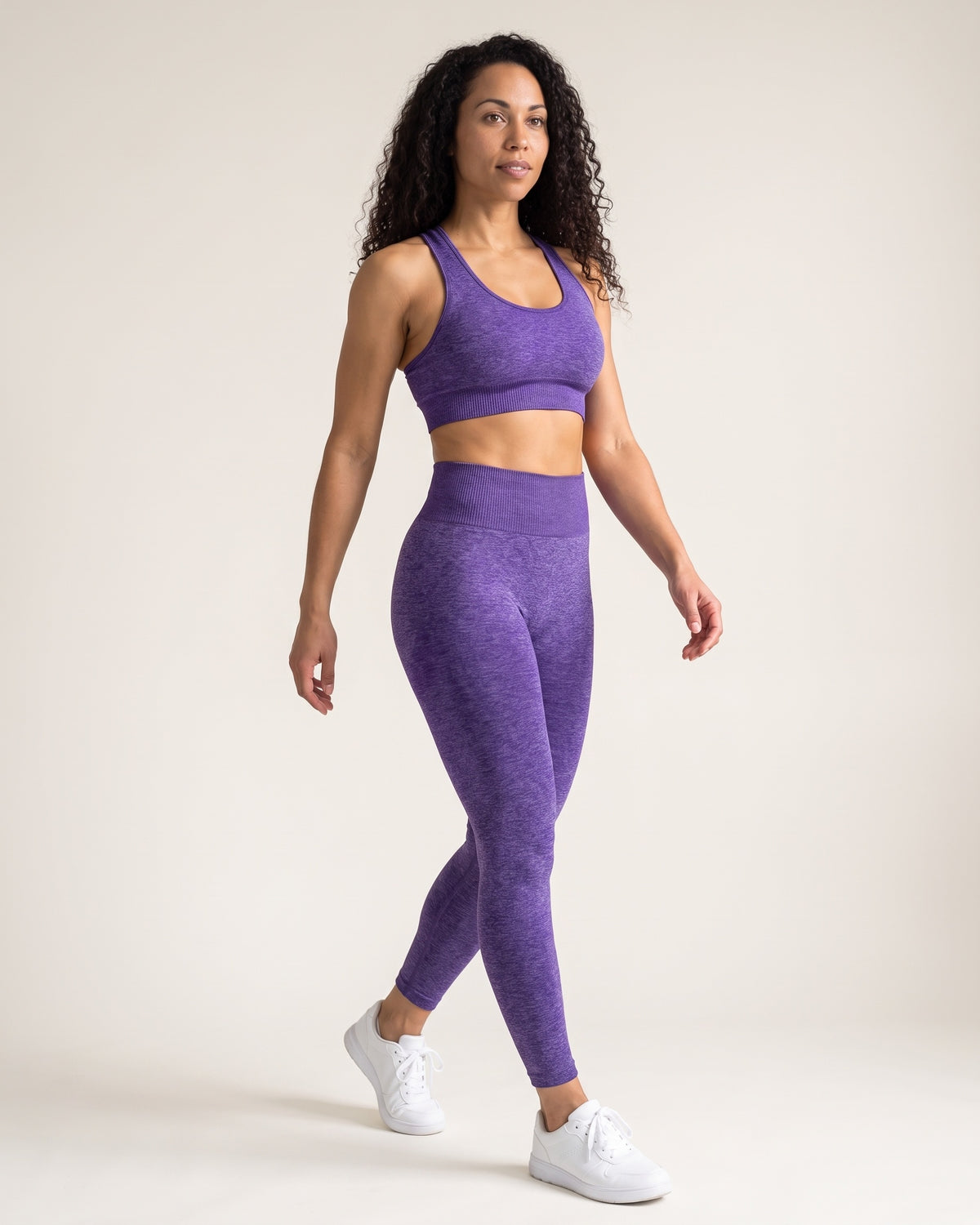 Racerback Leggings Set - Purple - Three-Quarter Front