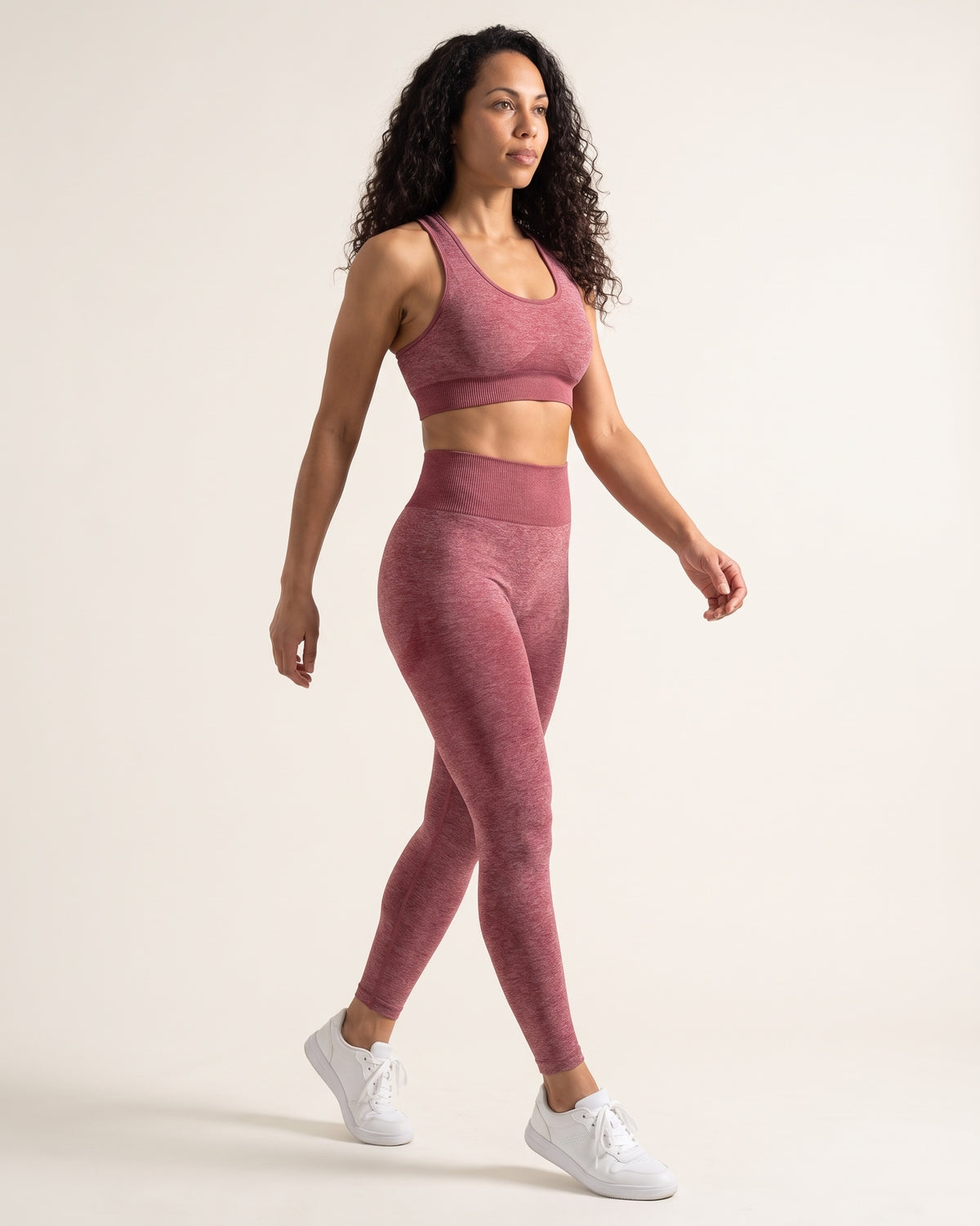 Racerback Leggings Set - Red wine - Three-Quarter Front