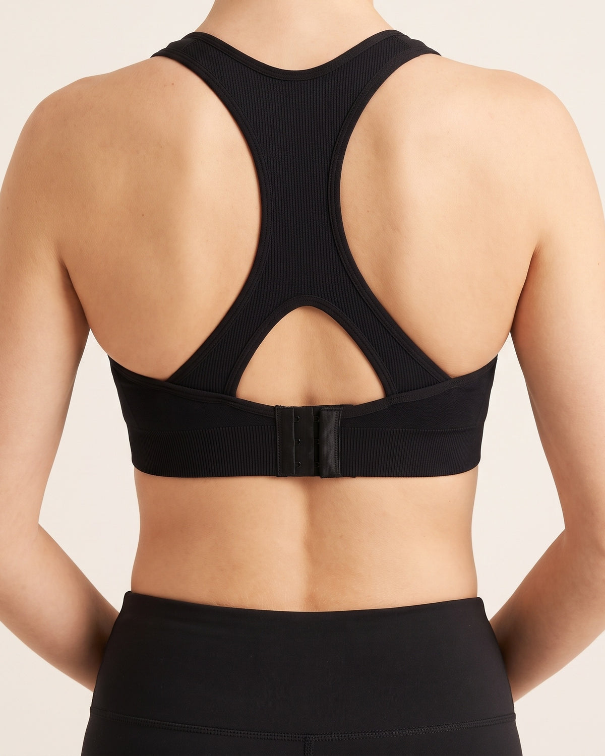 Racerback Sports Bra - Black - Back Torso