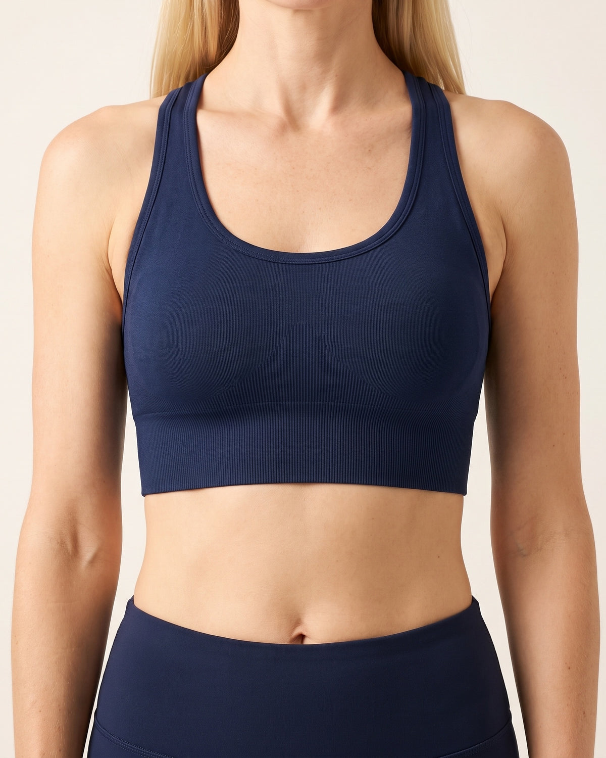 Racerback Sports Bra - White - Front Torso