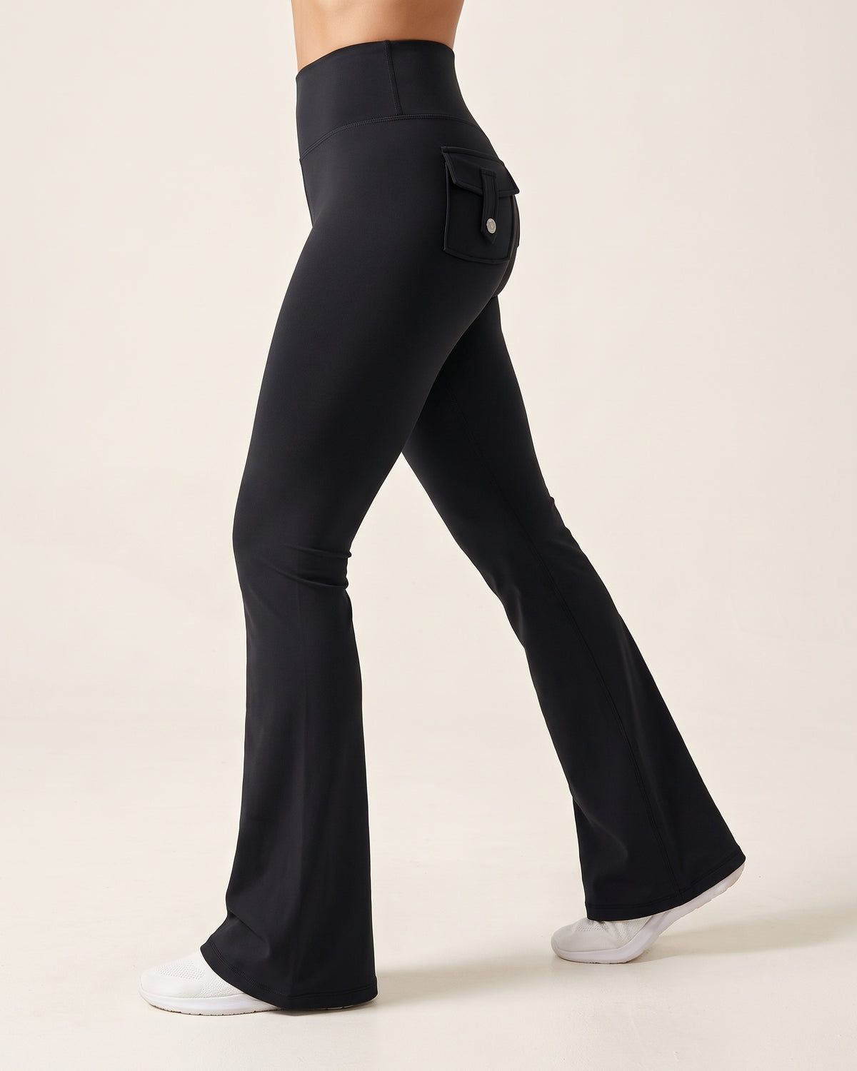 Scrunch Flare Leggings - Black - Side Profile
