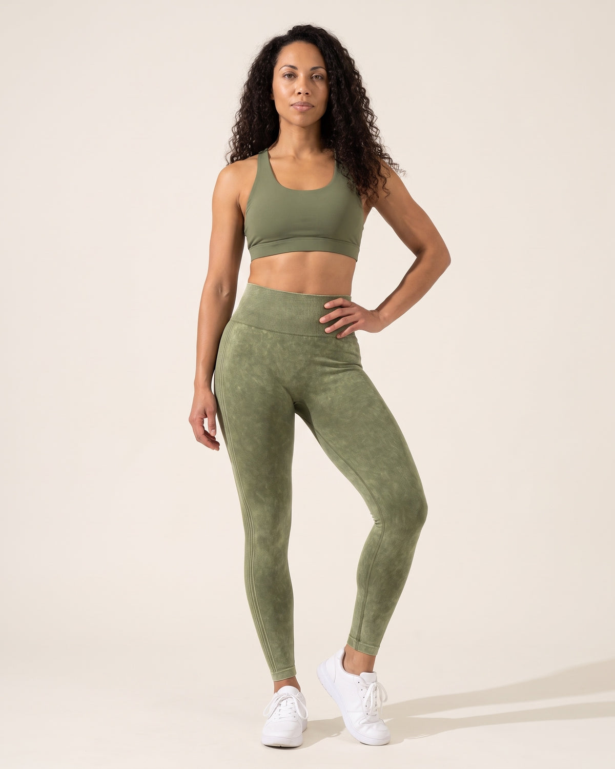 Sculpting Leggings - Olive Green - Front