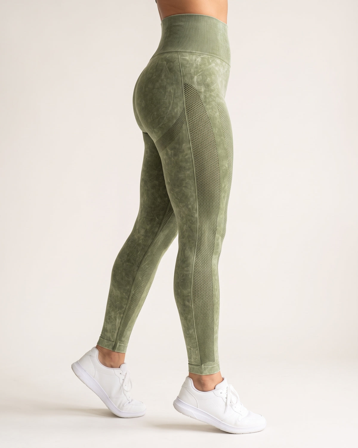 Sculpting Leggings - Olive Green - Side Profile