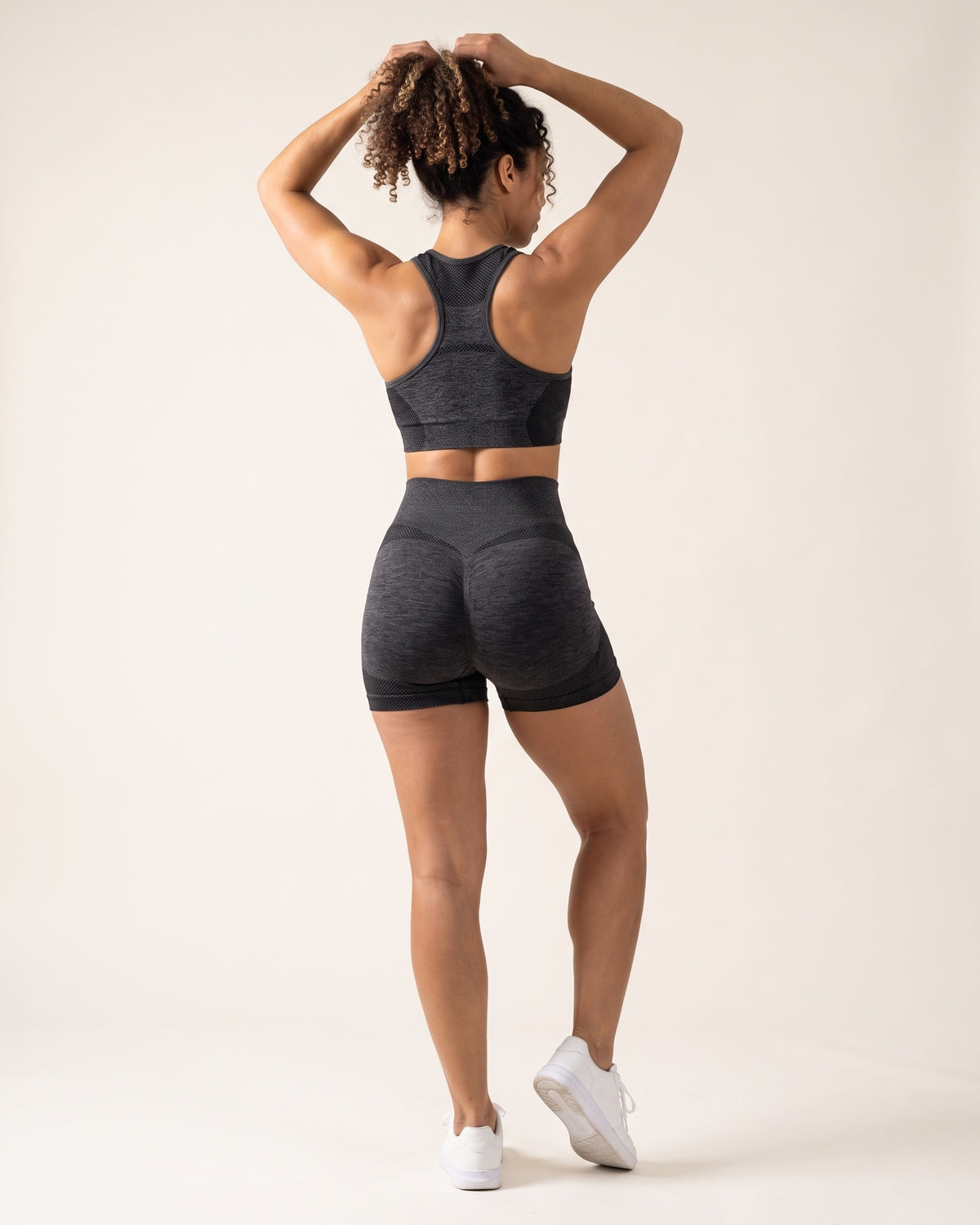 Seamless Bra & Shorts Set - Charcoal - Back