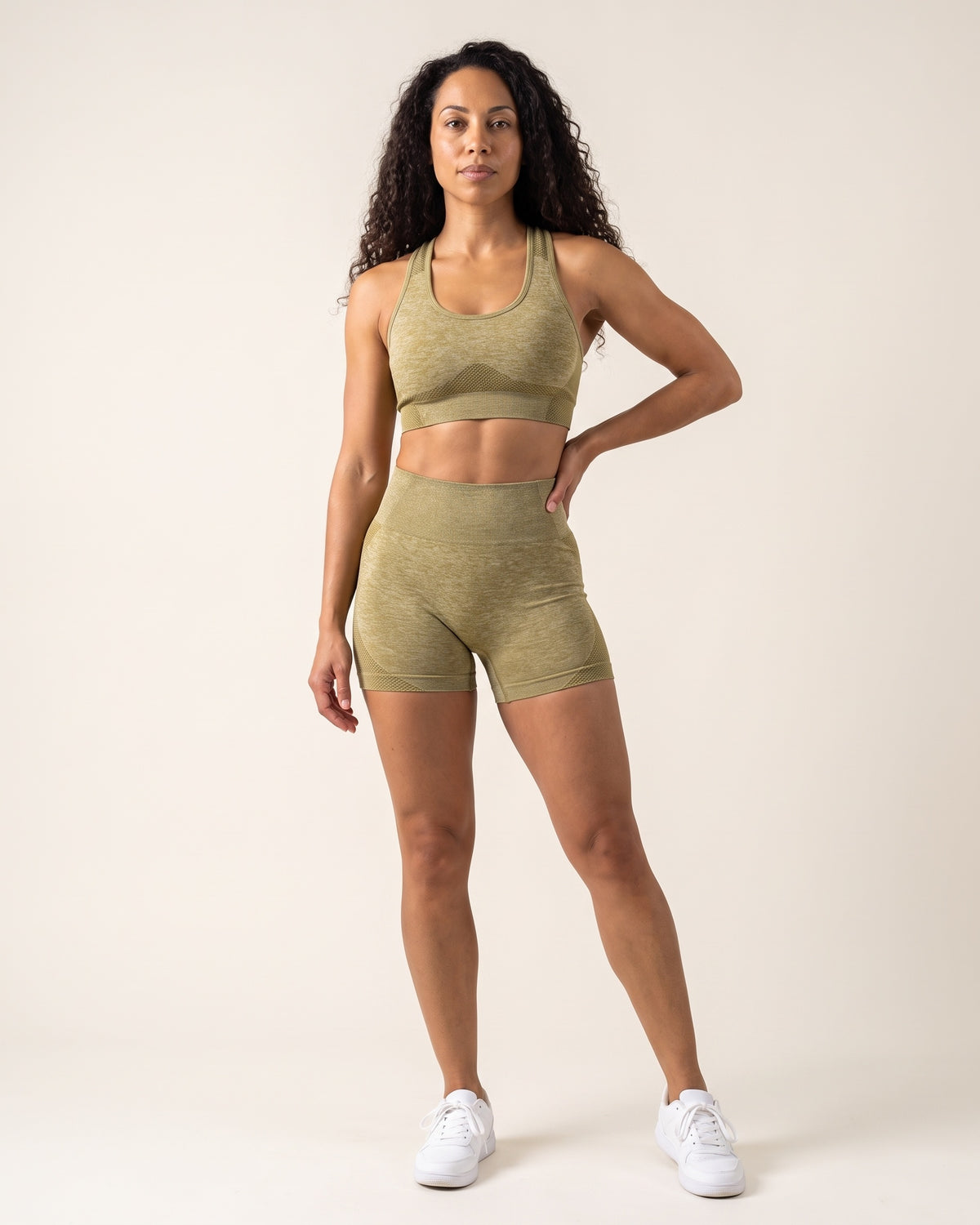 Seamless Bra & Shorts Set - Ochre - Front
