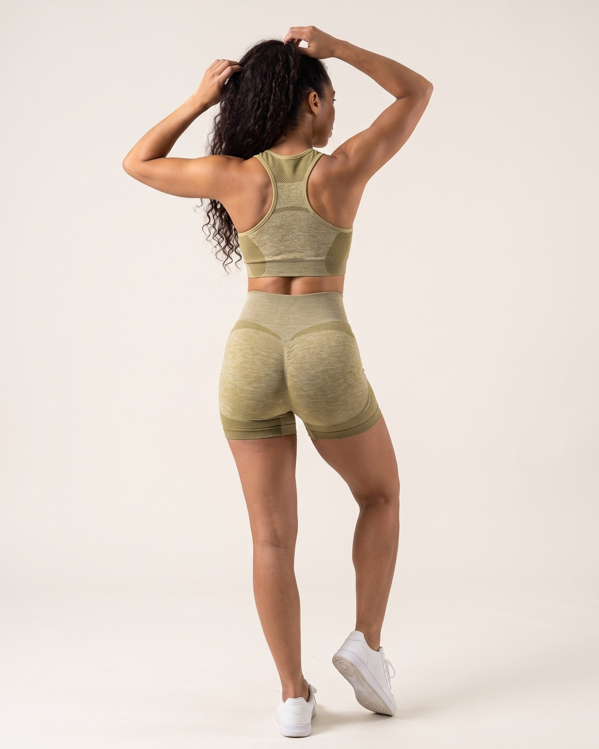 Seamless Bra & Shorts Set - Ochre - Back