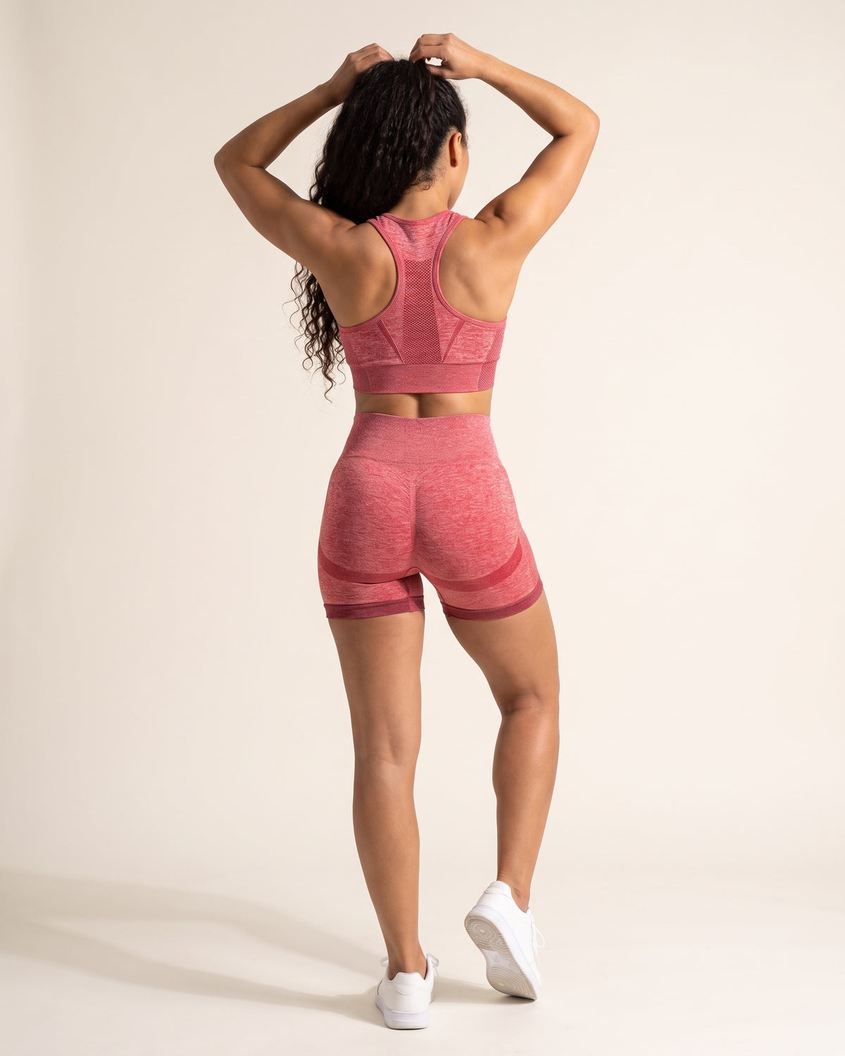 Seamless Bra & Shorts Set - Watermelon Red - Back