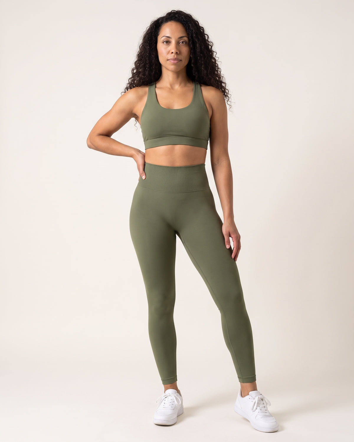 Seamless Leggings - Army Green - Front