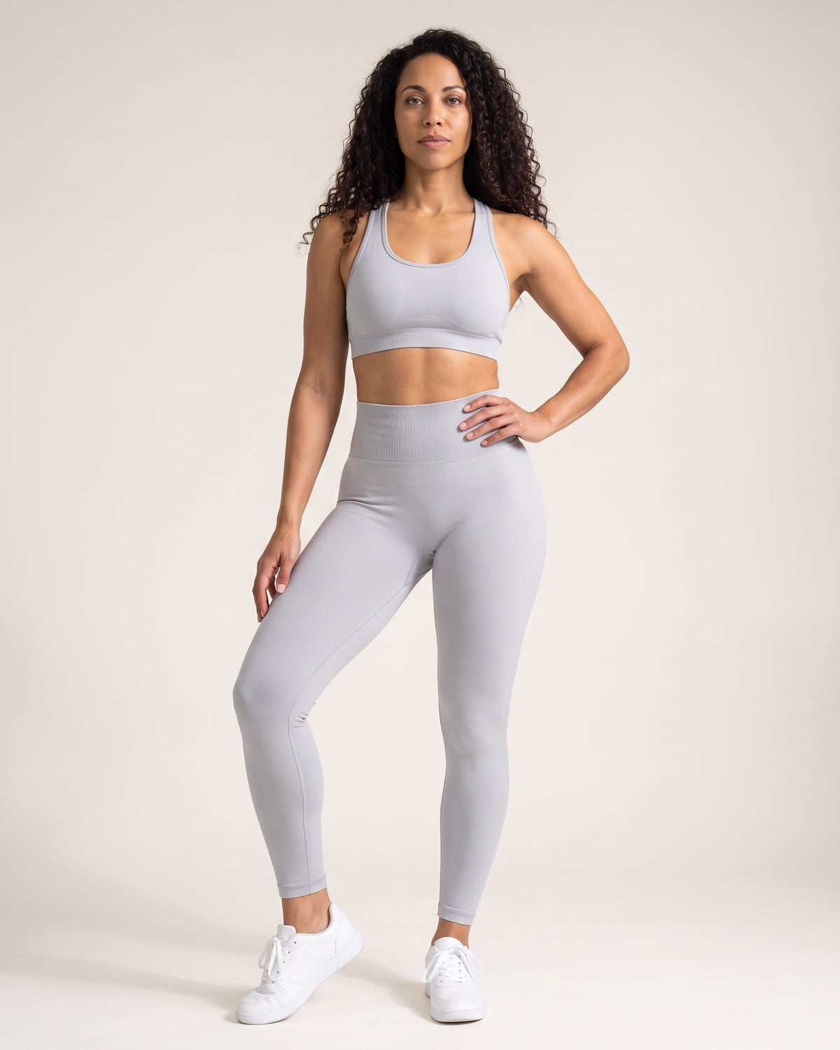 Seamless Leggings - Light Grey - Front
