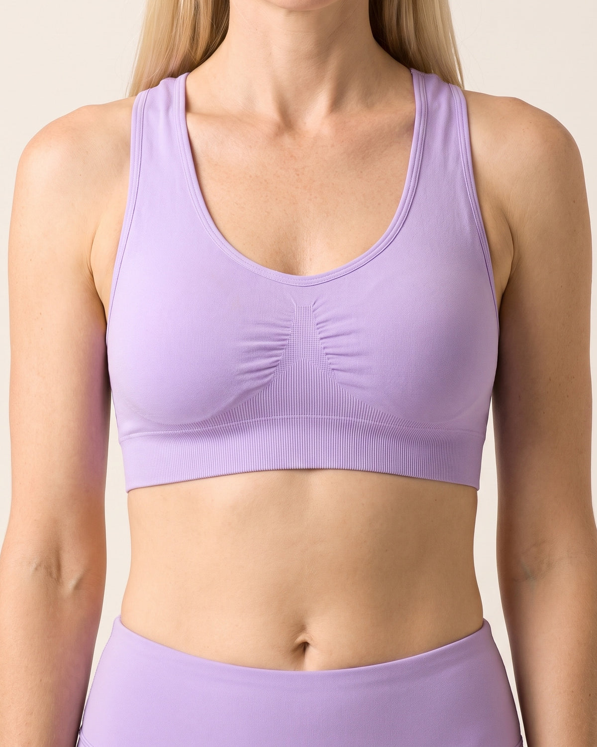 Seamless Yoga Bra - Light Purple - Front Torso