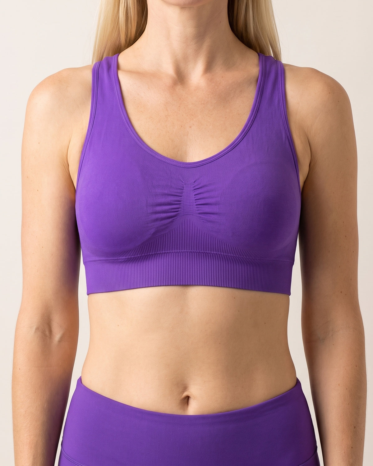 Seamless Yoga Bra - Purple - Front Torso