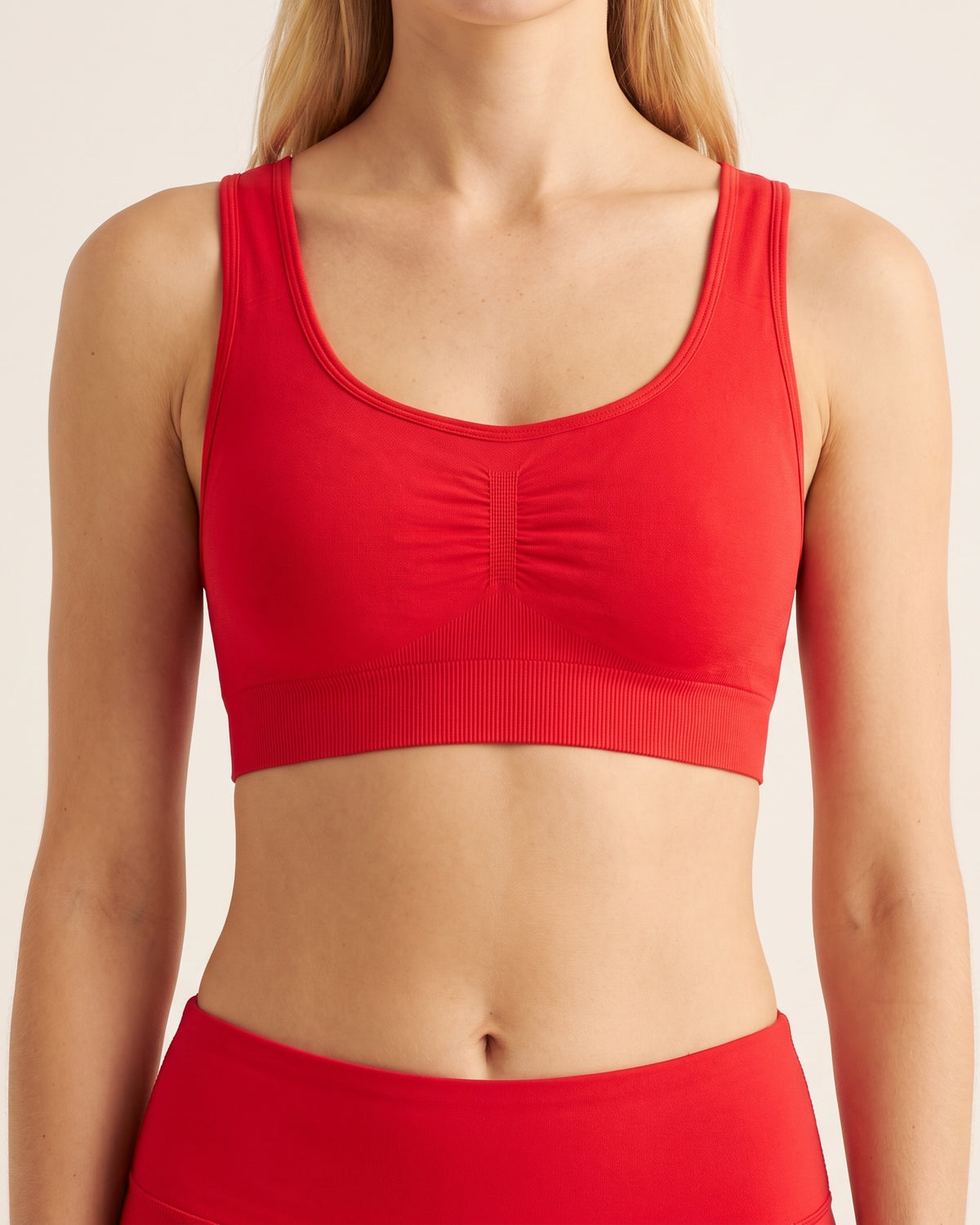 Seamless Yoga Bra - Red - Front Torso