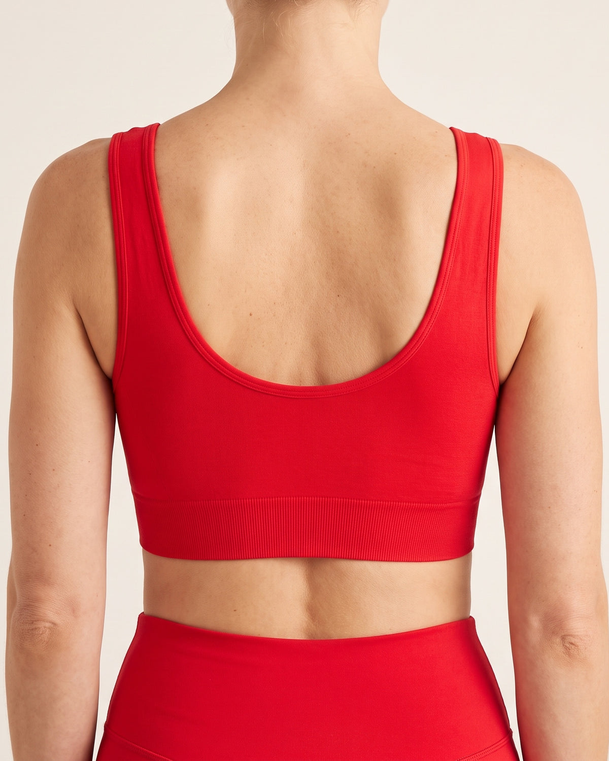 Seamless Yoga Bra - Red - Back Torso