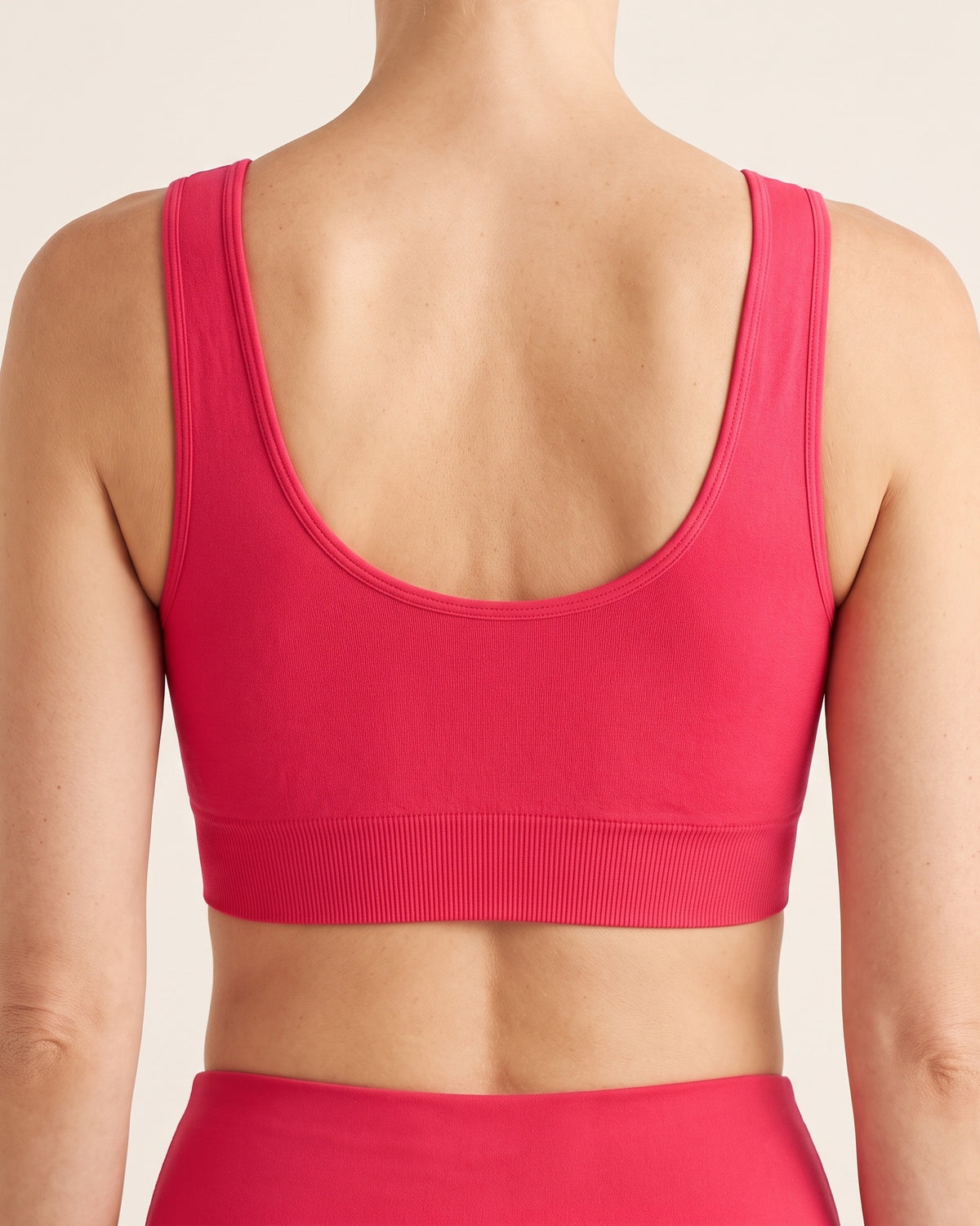 Seamless Yoga Bra - Rose Red - Back Torso