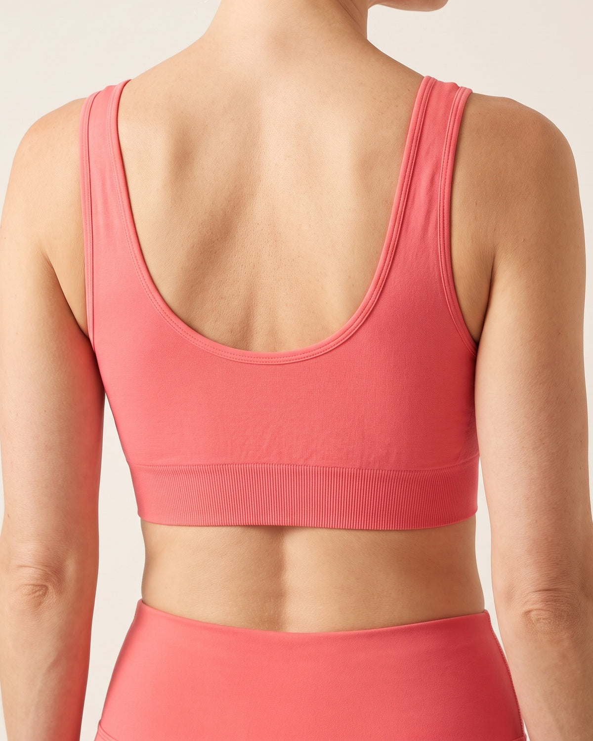 Seamless Yoga Bra - Watermelon Red - Back Torso