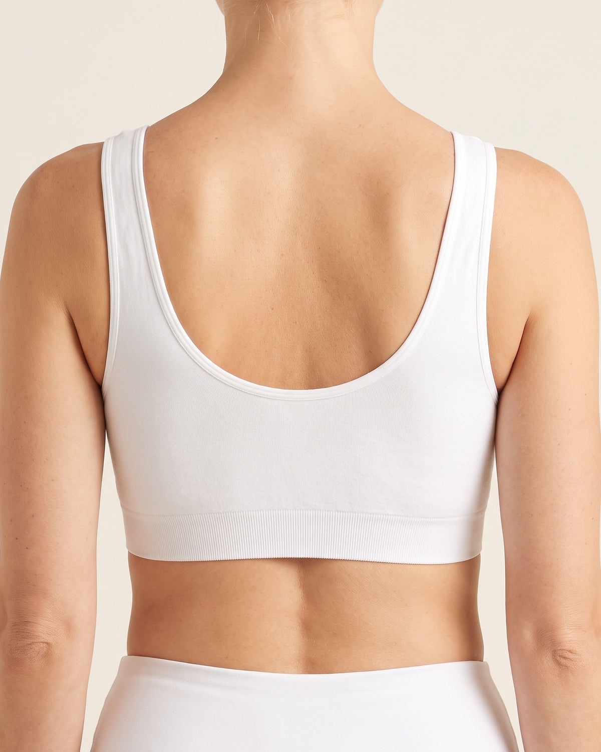 Seamless Yoga Bra - White - Back Torso