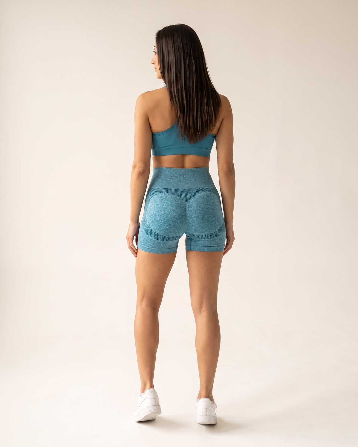 Seamless Yoga Shorts - Blue - Back