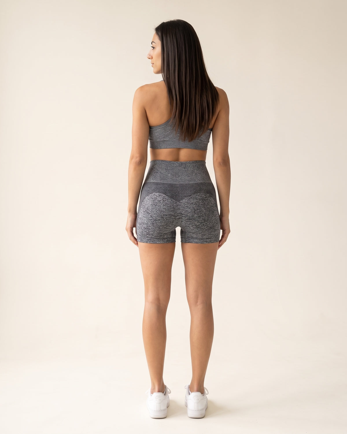 Seamless Yoga Shorts - Grey - Back