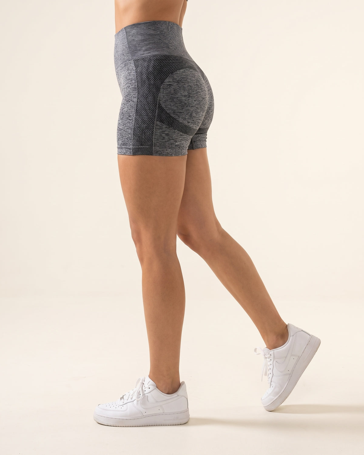 Seamless Yoga Shorts - Grey - Side Profile