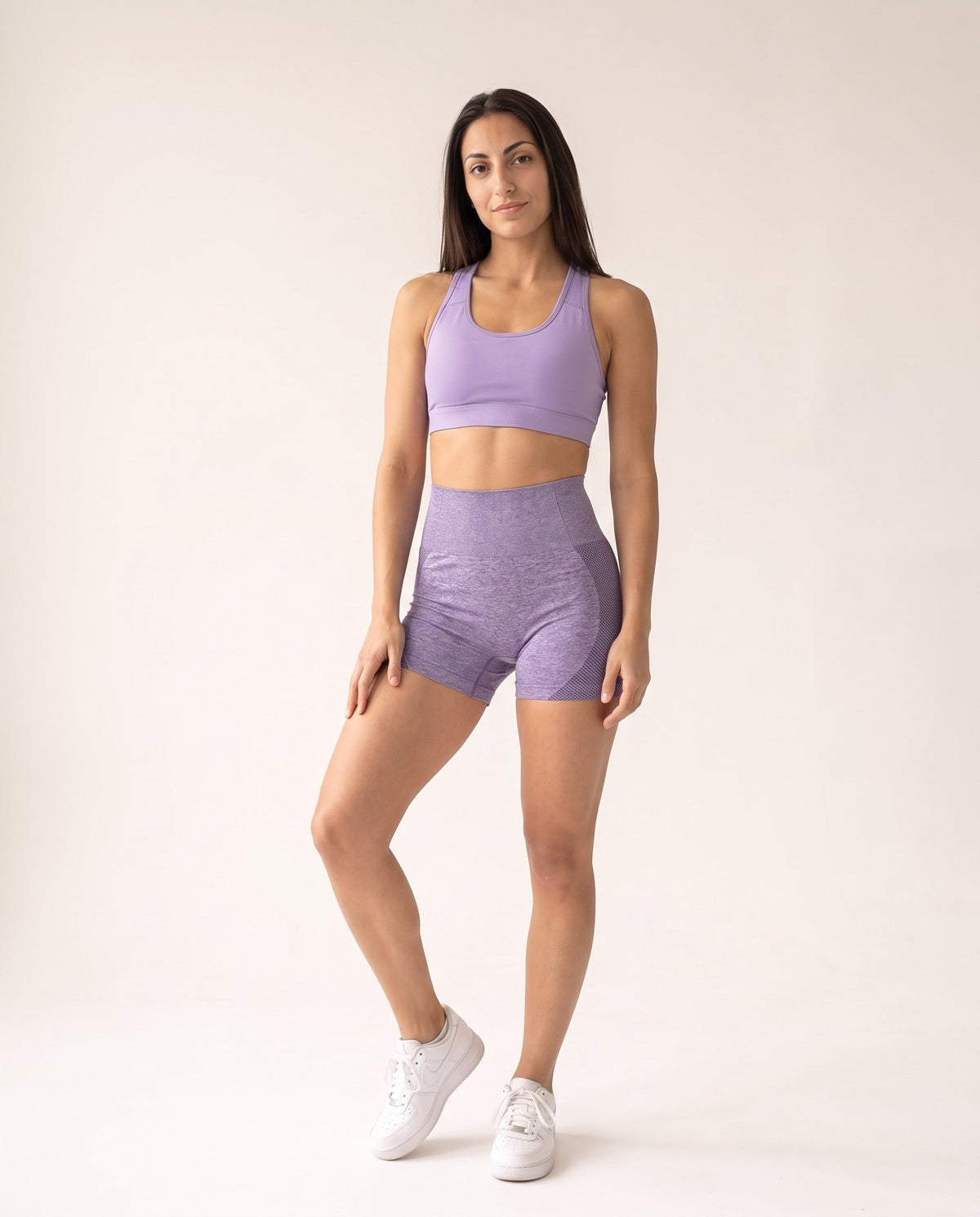 Seamless Yoga Shorts - Purple - Front