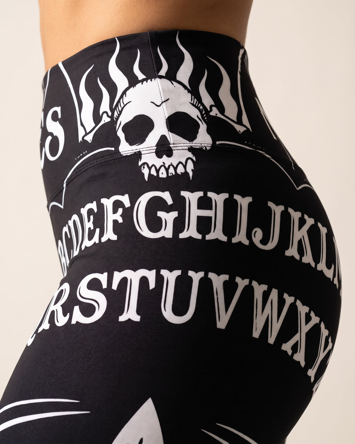 Skeleton Leggings - Black - Hip Fabric Close-Up