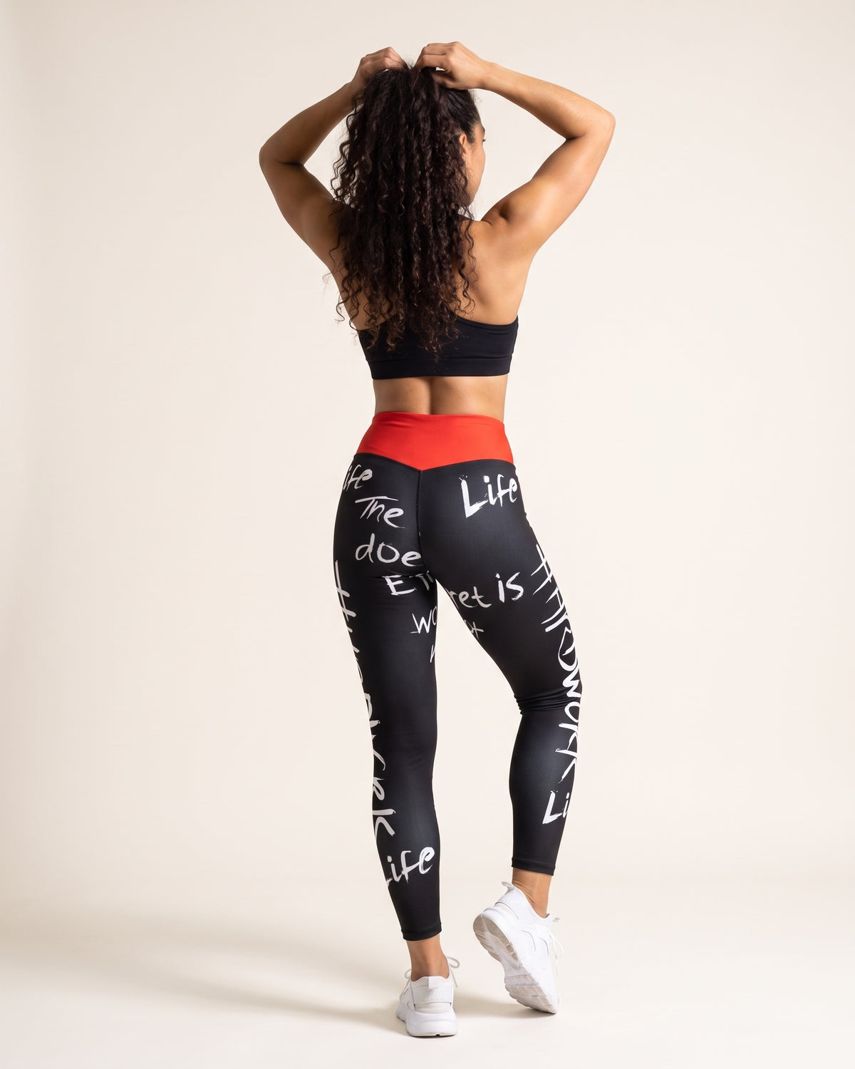 Slogan Cropped Leggings - Black - Back