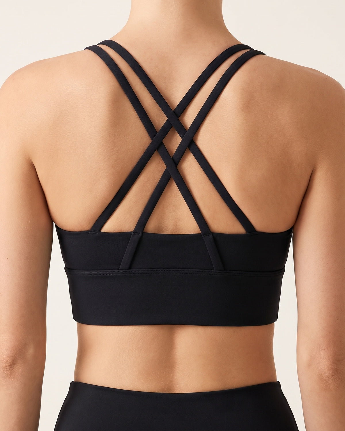 Strappy Sports Bra - Black - Back Torso