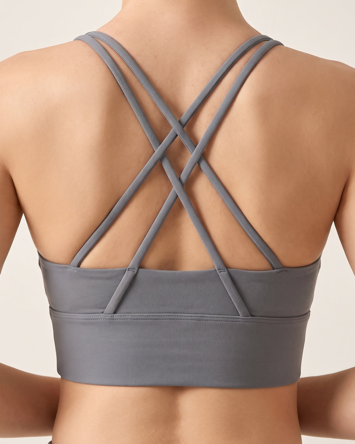 Strappy Sports Bra - Grey - Back Torso