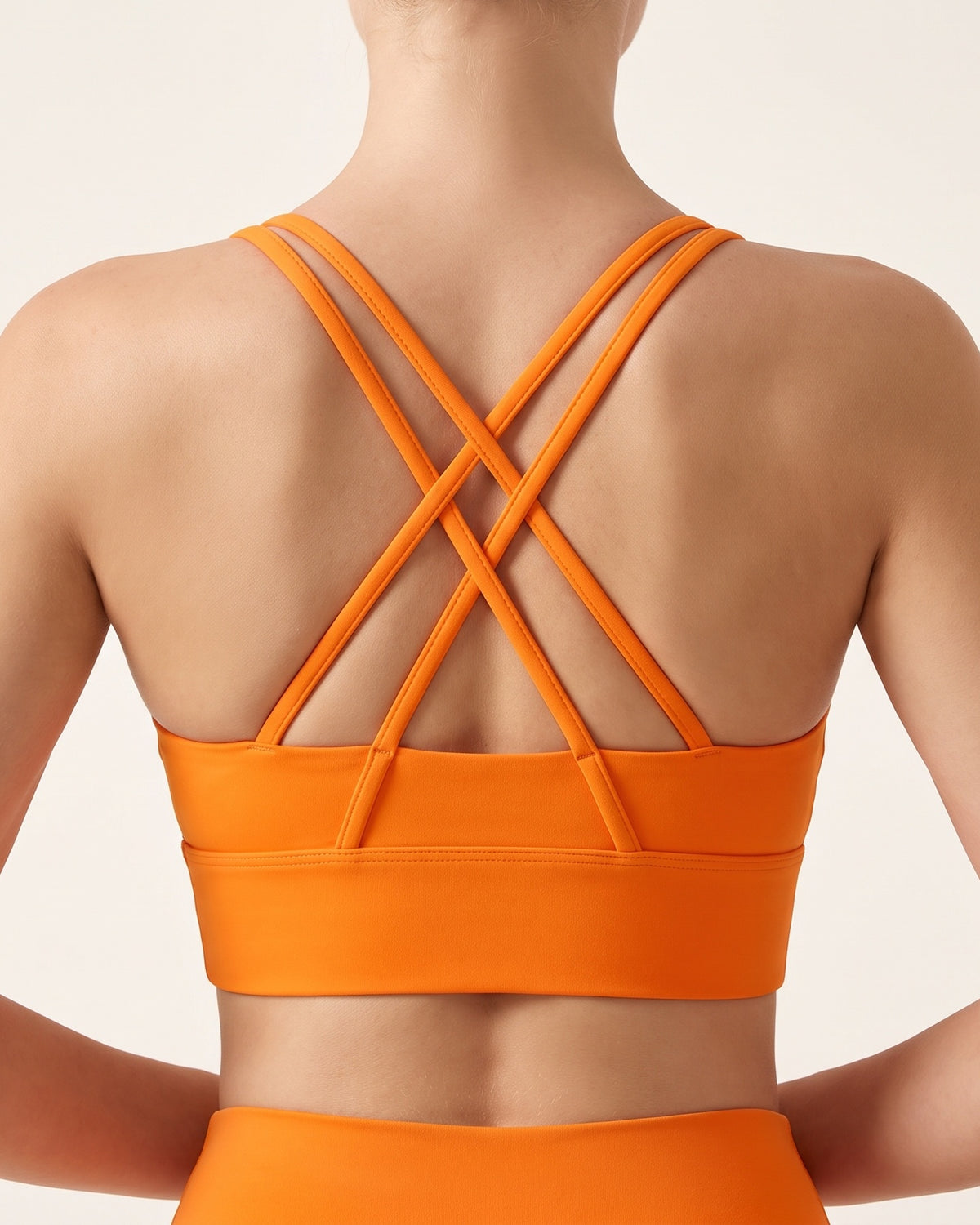 Strappy Sports Bra - Orange - Back Torso