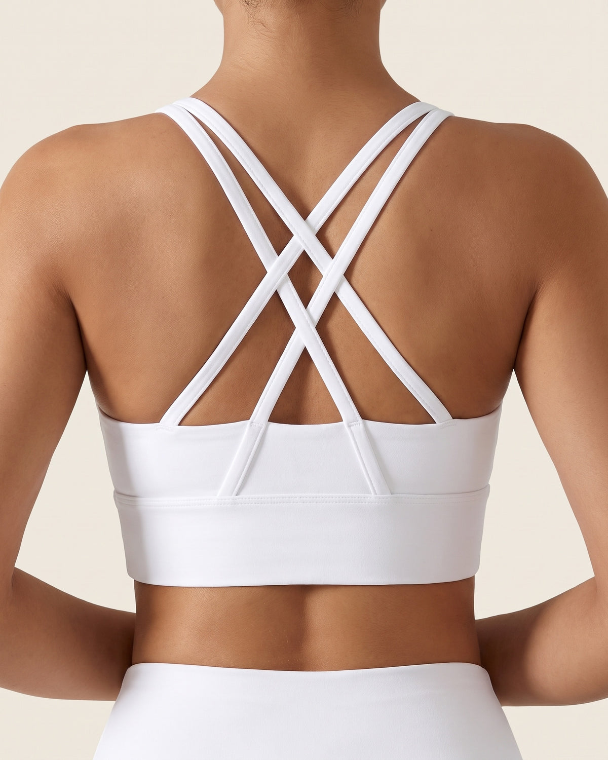 Strappy Sports Bra - White - Back Torso