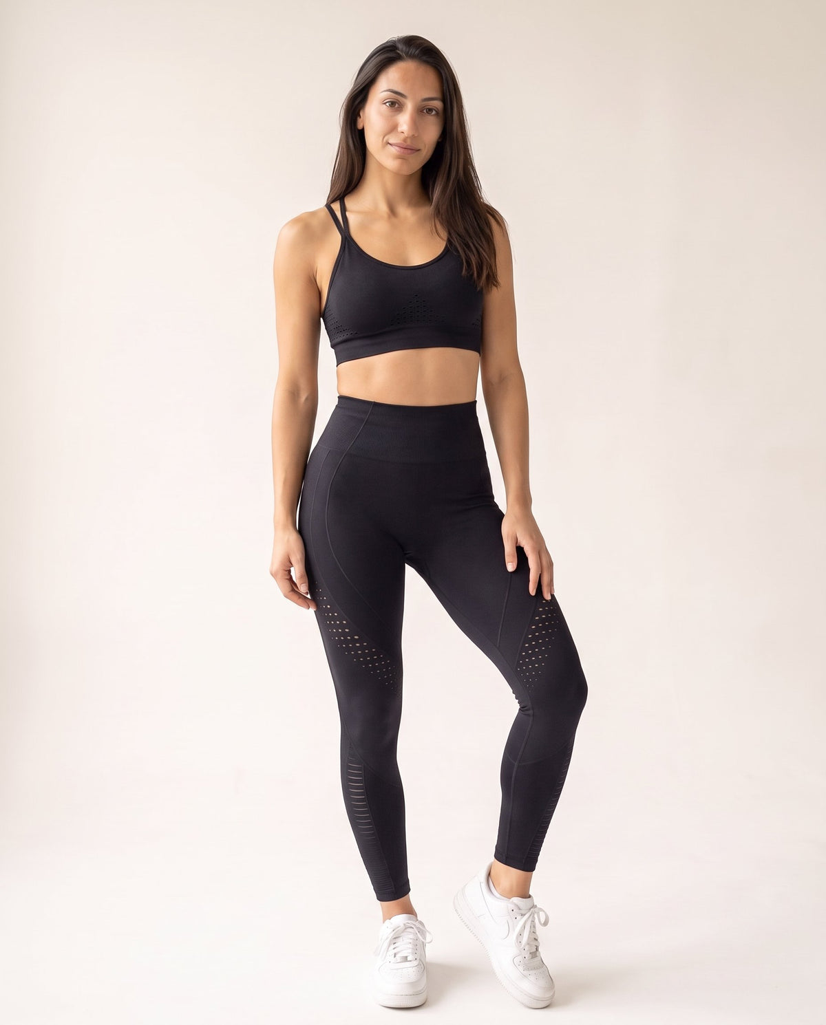 Strappy Yoga Set - Black - Front