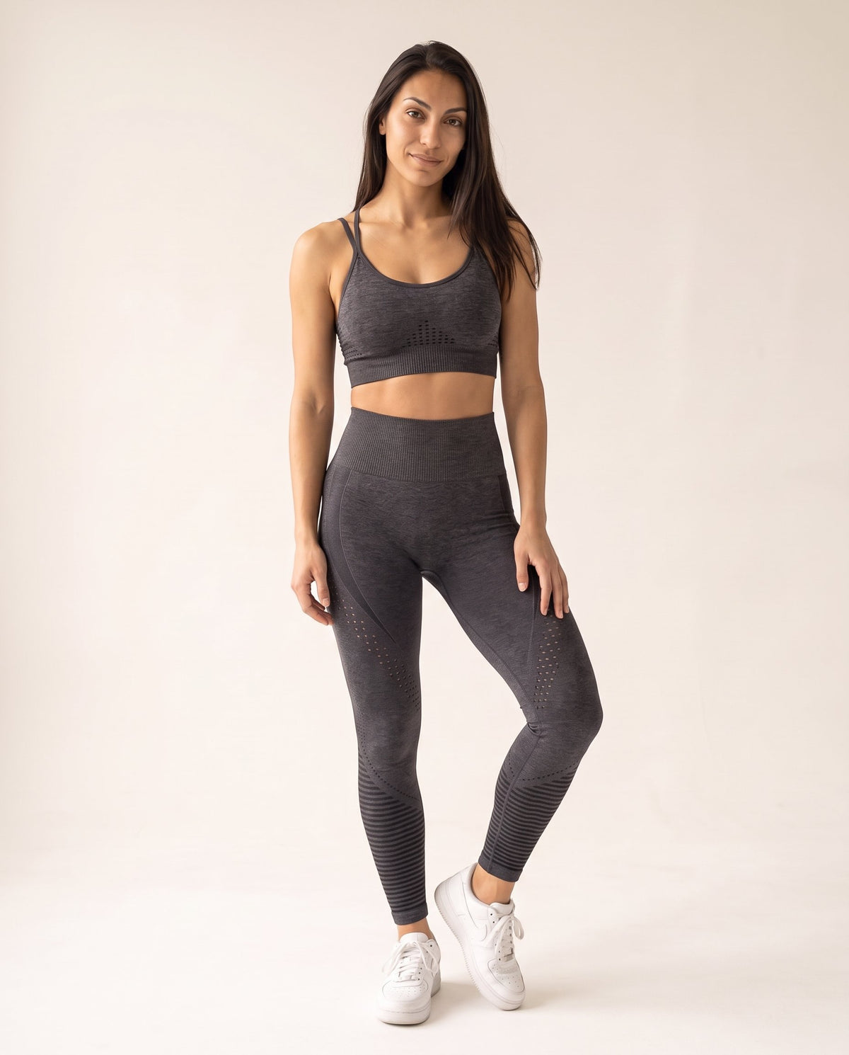 Strappy Yoga Set - Grey - Front