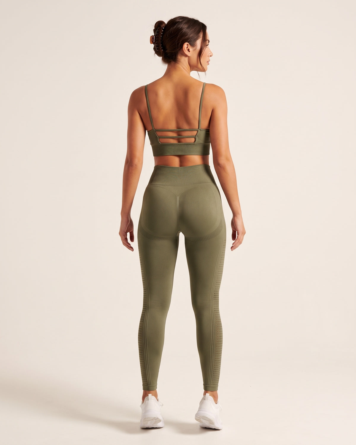 Strappy Yoga Set - Olive Green - Back