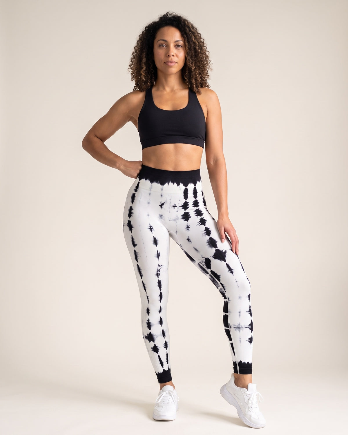 Tie-Dye Leggings - Black and white - Front