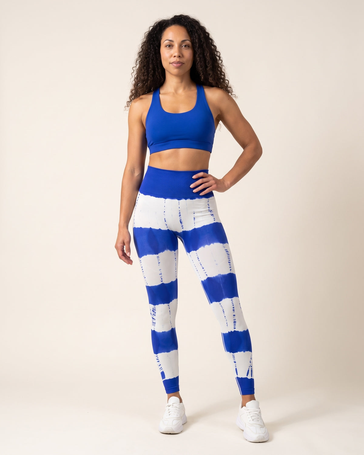 Tie-Dye Leggings - Blue and white - Front