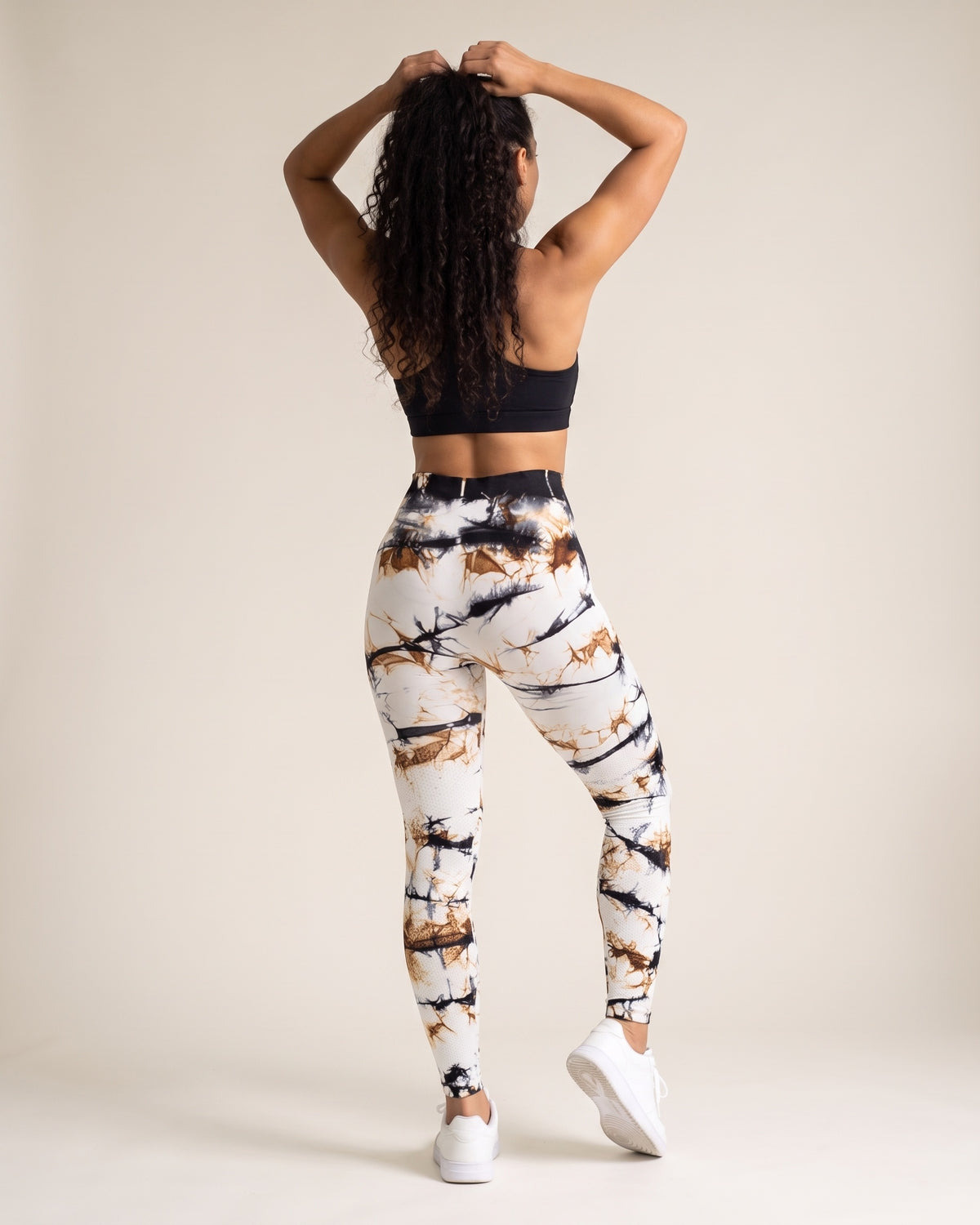 Tie-Dye Leggings - Brown black and white - Back