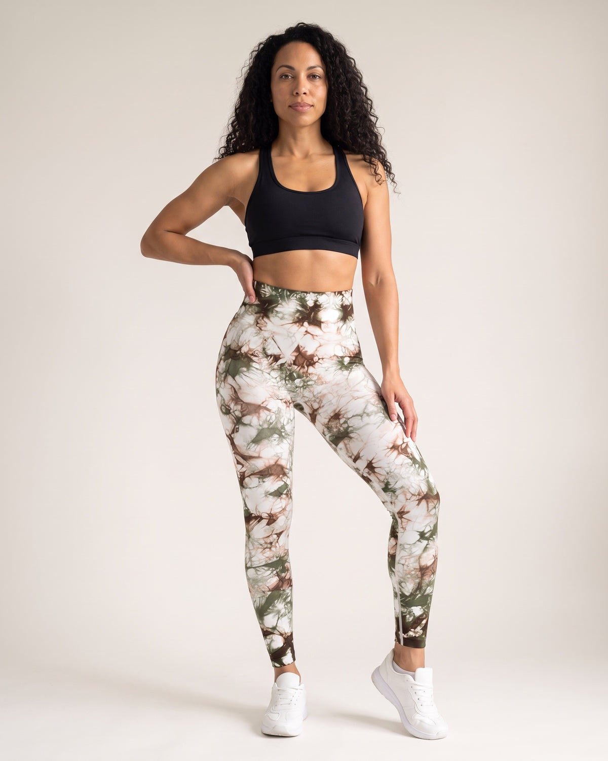 Tie-Dye Leggings - Green brown white - Front