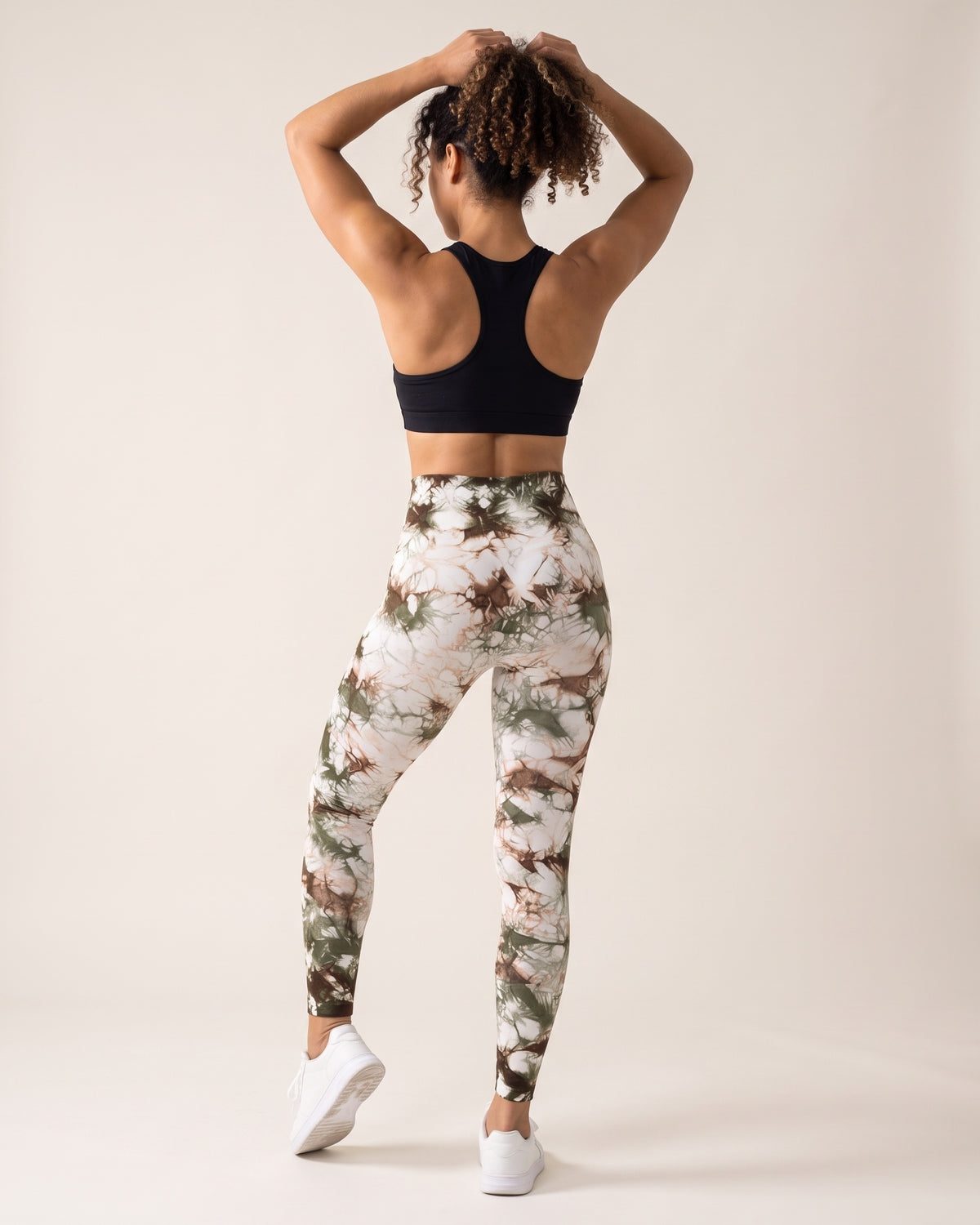 Tie-Dye Leggings - Green brown white - Back
