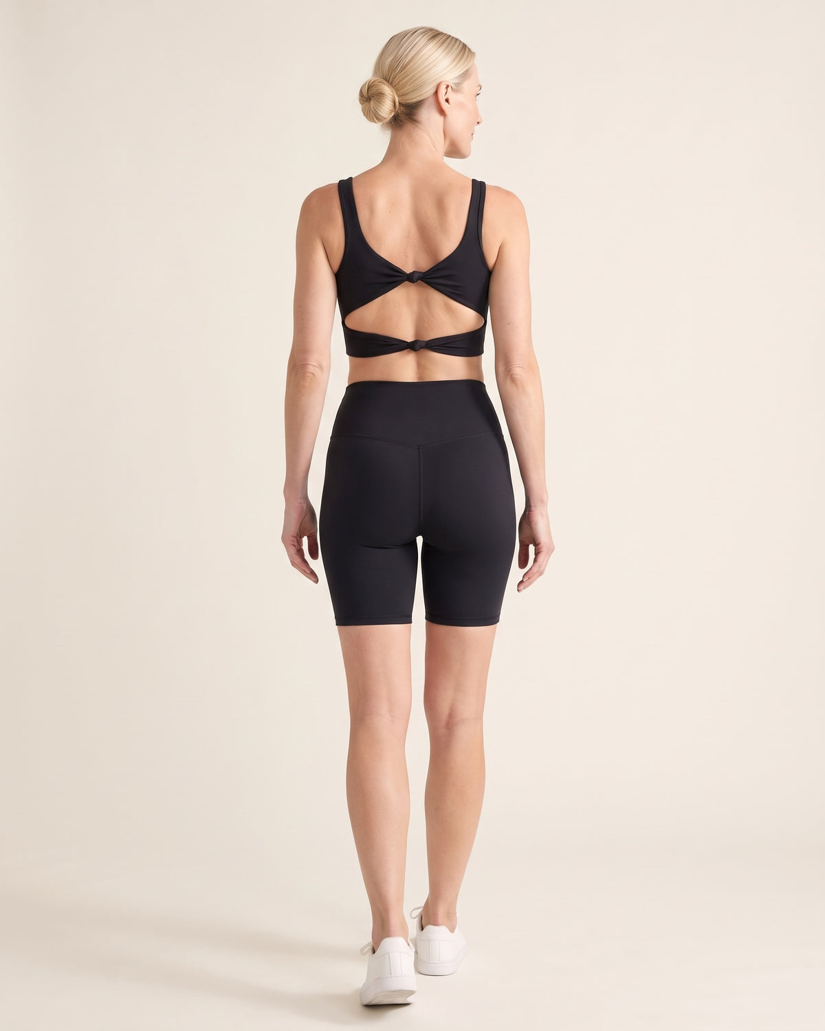 Twist-Back Shorts Set - Black - Back