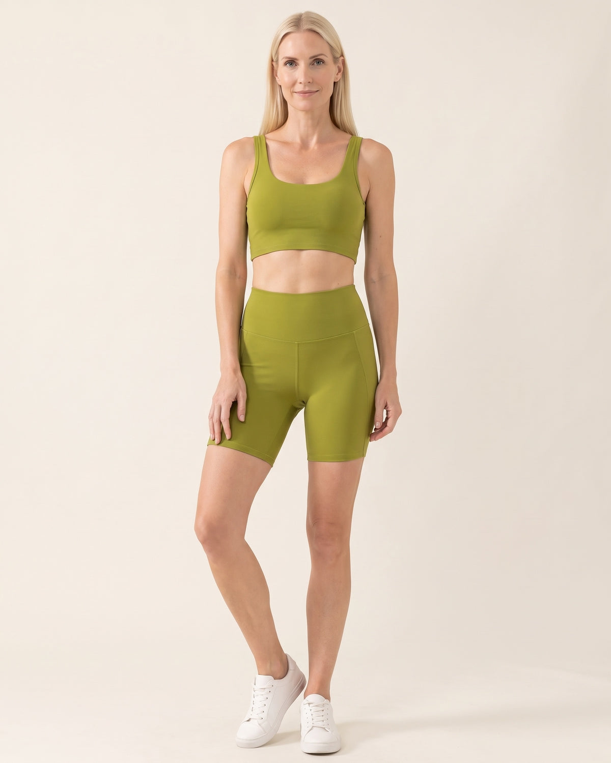Twist-Back Shorts Set - Green - Front
