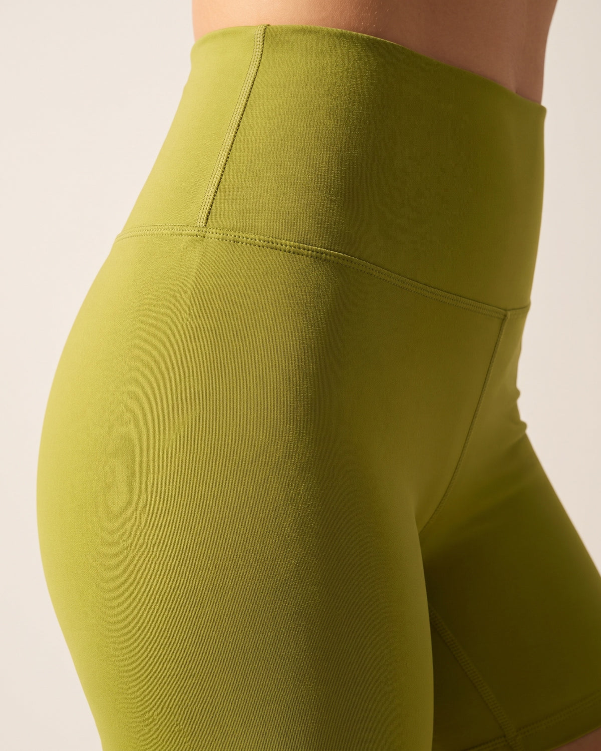 Twist-Back Shorts Set - Green - Hip Fabric Close-Up