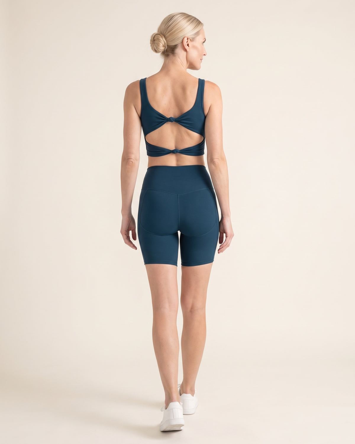 Twist-Back Shorts Set - Navy Blue - Back