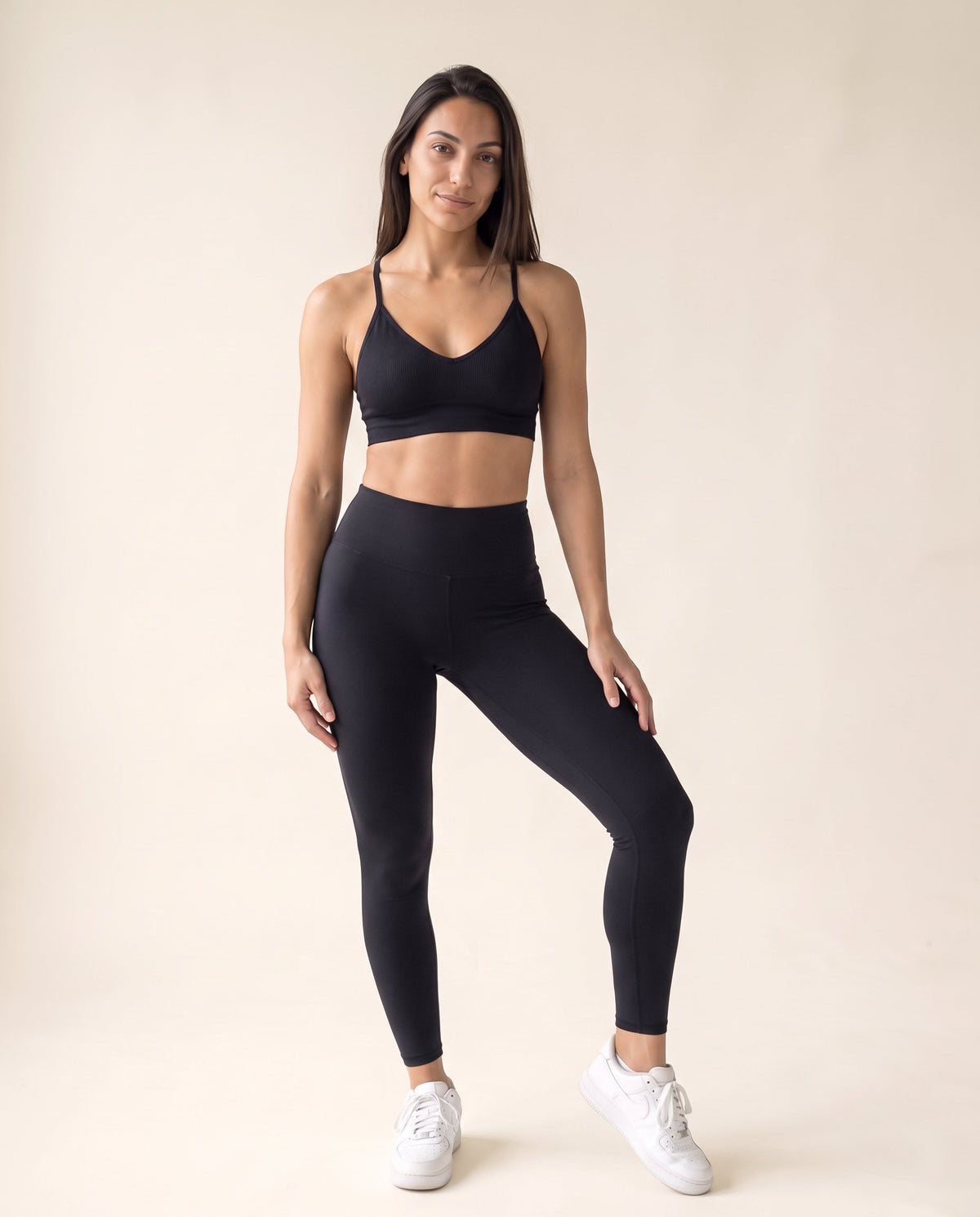 V-Neck Bralette - Black - Front