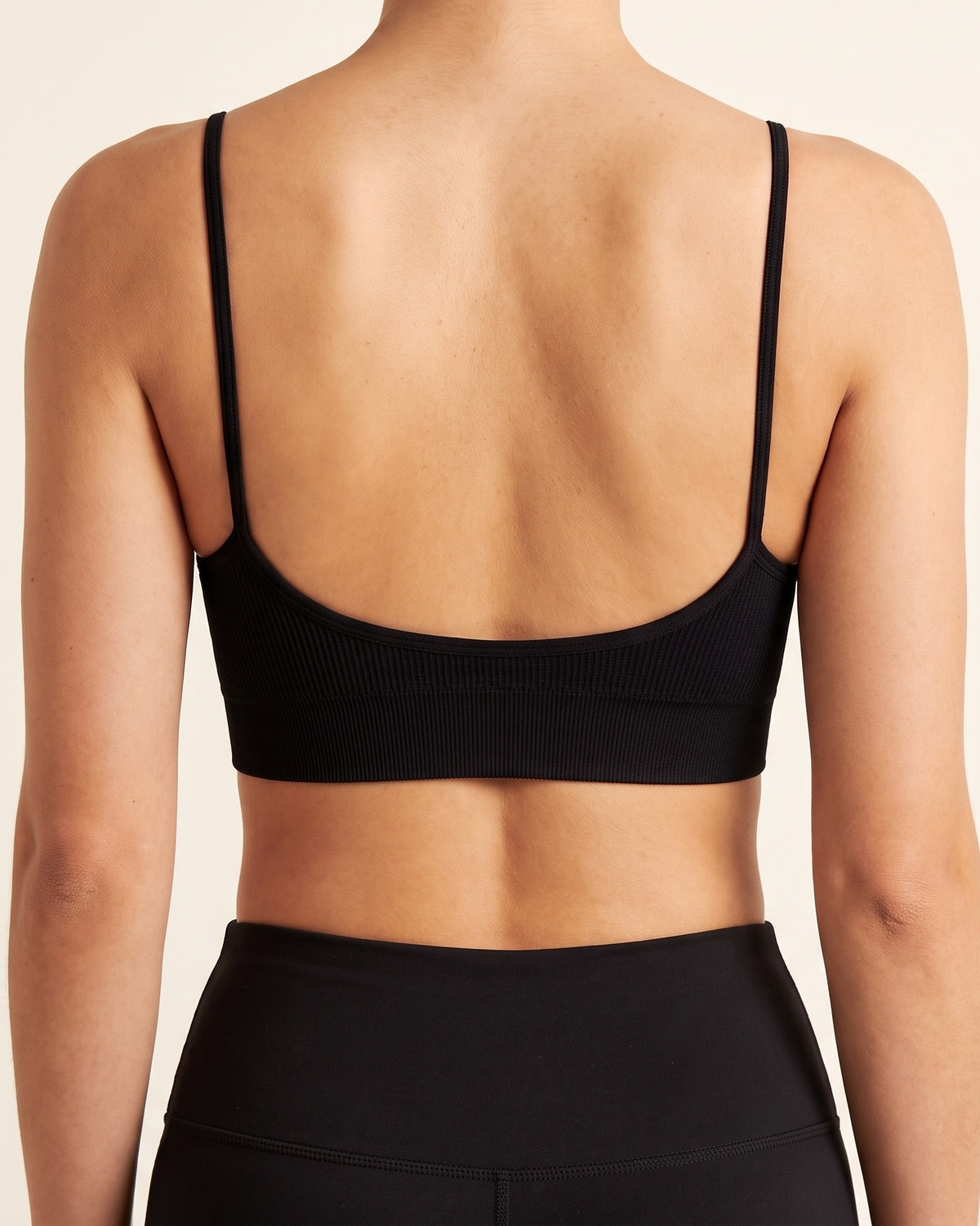 V-Neck Bralette - Black - Back Torso
