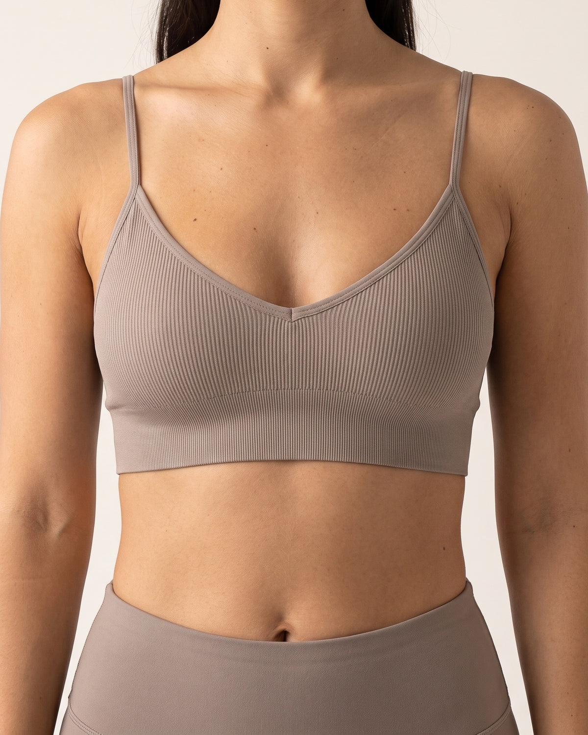 V-Neck Bralette - Grey - Front Torso