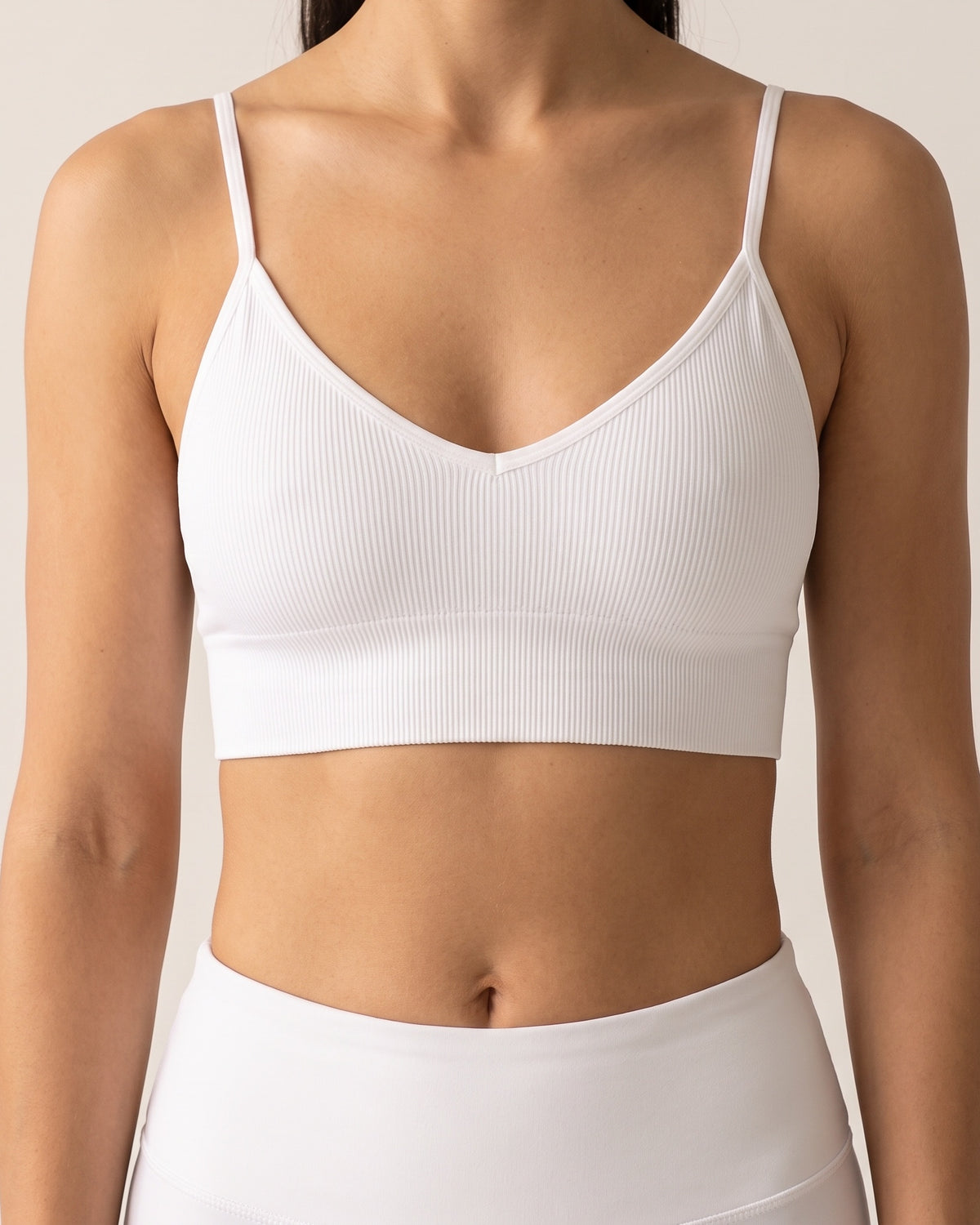 V-Neck Bralette - White - Front Torso